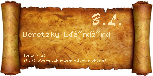 Beretzky Lénárd névjegykártya